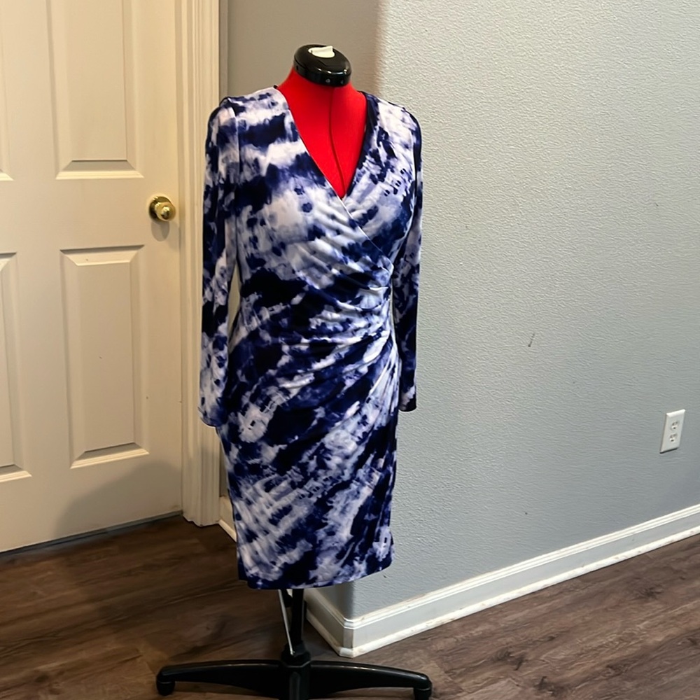 Really nice blue, white and black dress.   Good for business or pleasure.